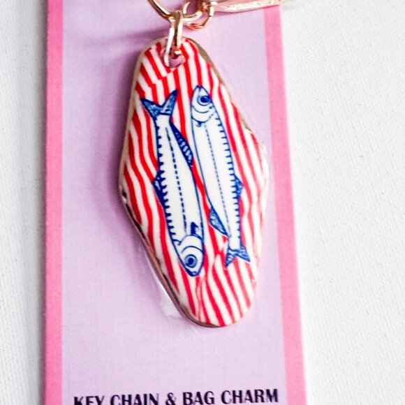 Piper K Sardine Striped Print Print Keychain And Bag Charm - Picture 3 of 4